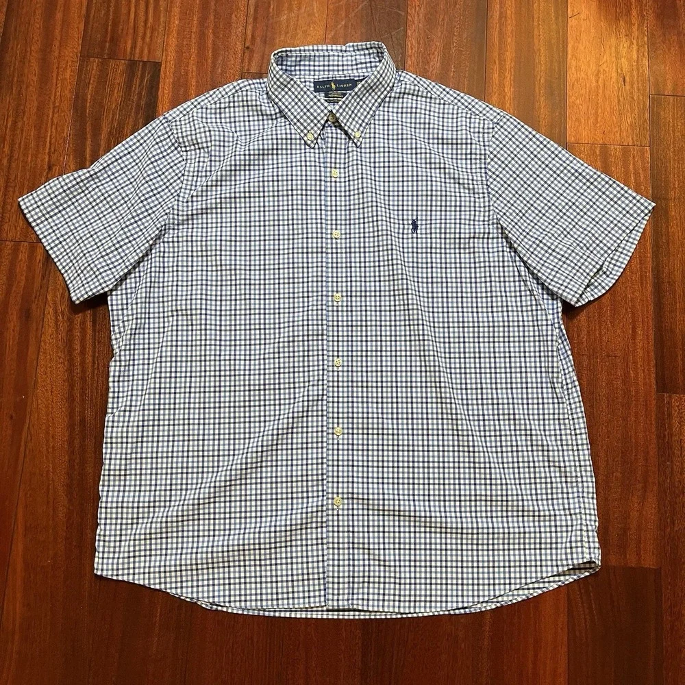 Ralph Lauren Shirt Mens 2XL Plaid RL Untucked Classic Performance Button Down